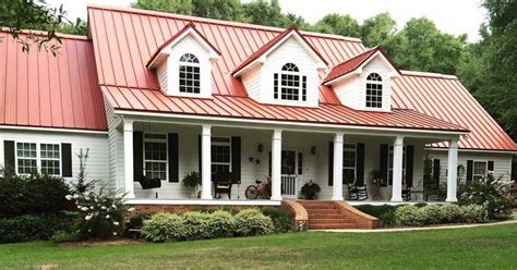 barn red cedar house charcoal metal roof|red roofed farmhouse.